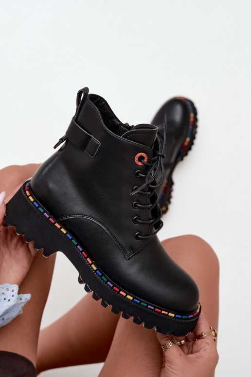 Botines de trabajo de cuero sintético Artiker en negro