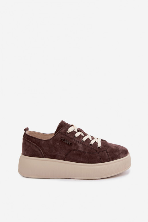 Zapatillas de ante sintético con plataforma Kobbo en color chocolate