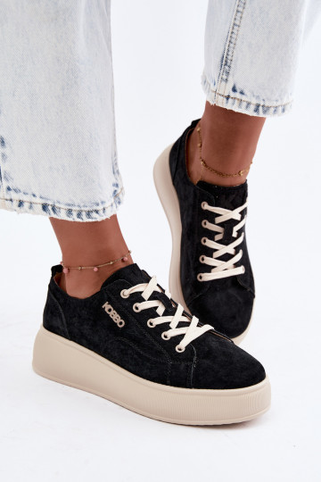 Piel de gamuza Zapatillas modelo zapatos. con una plataforma Kobbo 41535 de color negro