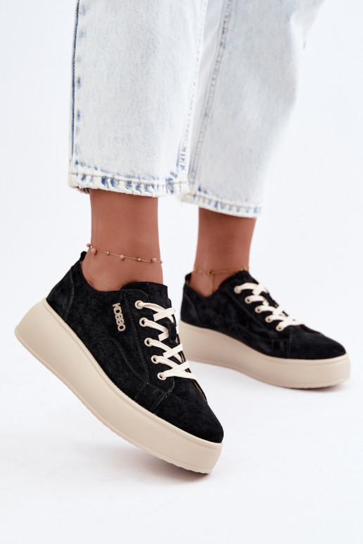 Zapatillas de ante sintético con plataforma Kobbo en negro