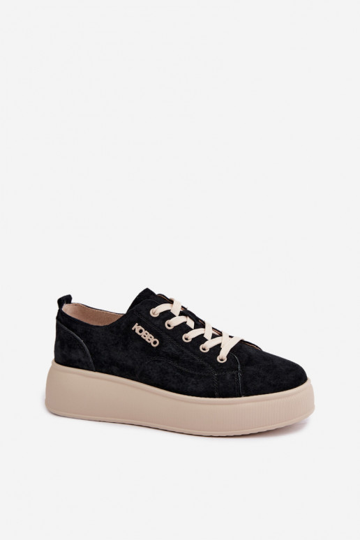 Zapatillas de ante sintético con plataforma Kobbo en negro