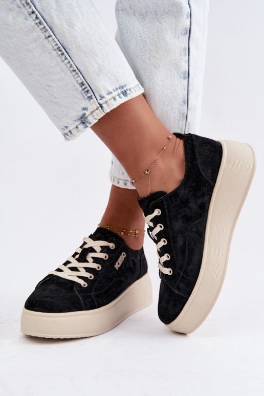 Zapatillas de ante sintético con plataforma Kobbo en negro