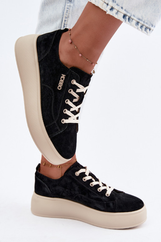 Zapatillas de ante sintético con plataforma Kobbo en negro