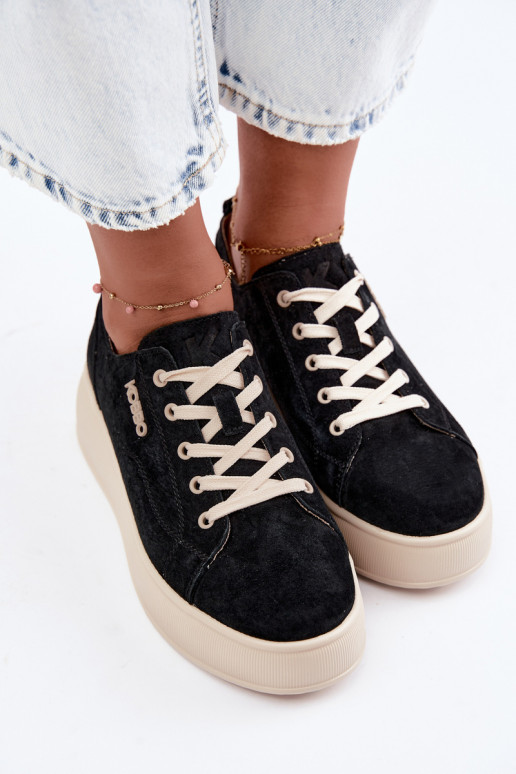 Zapatillas de ante sintético con plataforma Kobbo en negro