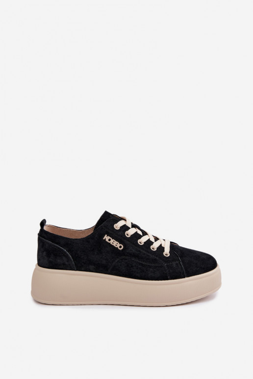 Zapatillas de ante sintético con plataforma Kobbo en negro