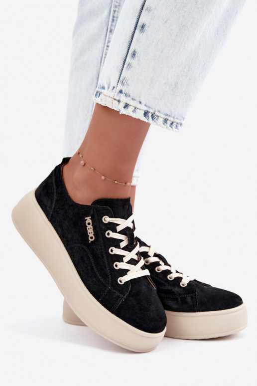 Zapatillas de ante sintético con plataforma Kobbo en negro