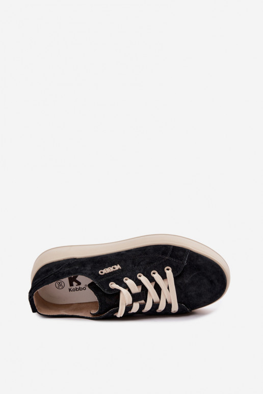 Zapatillas de ante sintético con plataforma Kobbo en negro