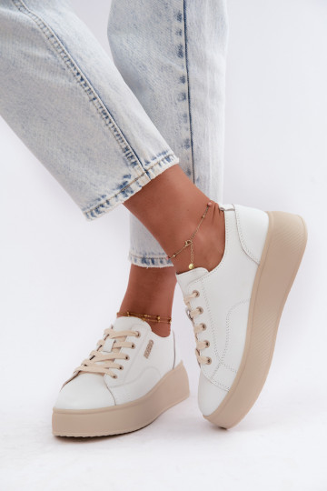 Piel Zapatillas modelo zapatos. con una plataforma Kobbo 41535 el color blanco 2