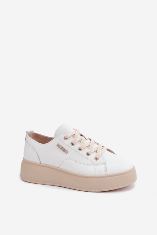 Zapatillas de cuero sintético con plataforma Kobbo en blanco