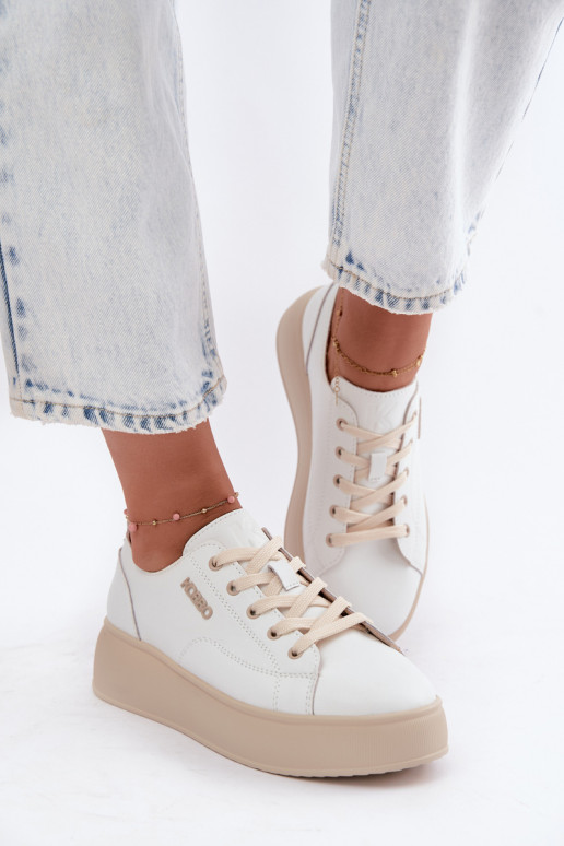 Zapatillas de cuero sintético con plataforma Kobbo en blanco