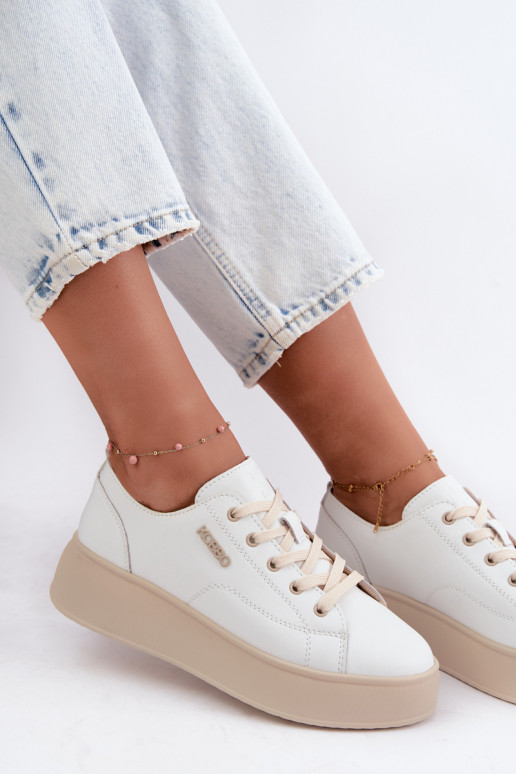Zapatillas de cuero sintético con plataforma Kobbo en blanco