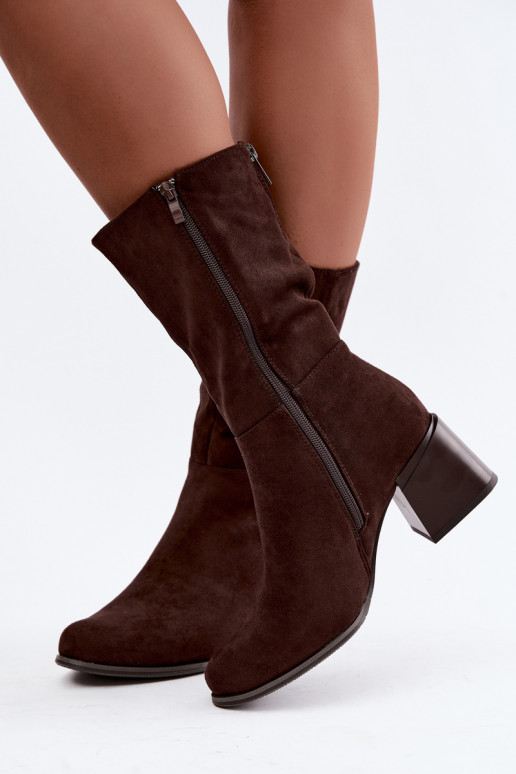 Botas largas aisladas de ante sintético Klocke en color chocolate