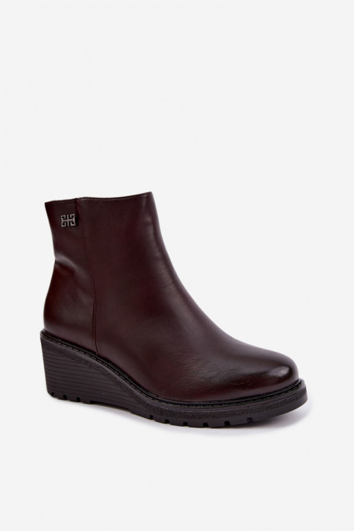 Botines burdeos acolchados con plataforma Larisae