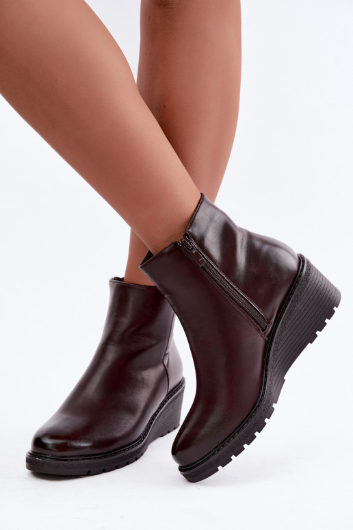 Botines burdeos acolchados con plataforma Larisae