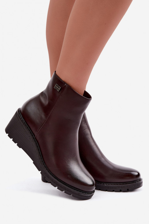 Botines burdeos acolchados con plataforma Larisae