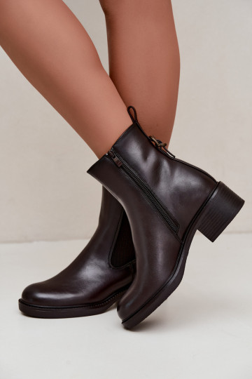 Botines para mujer acolchados con tacón bajo Sergio Leone BT-04 color chocolate 2
