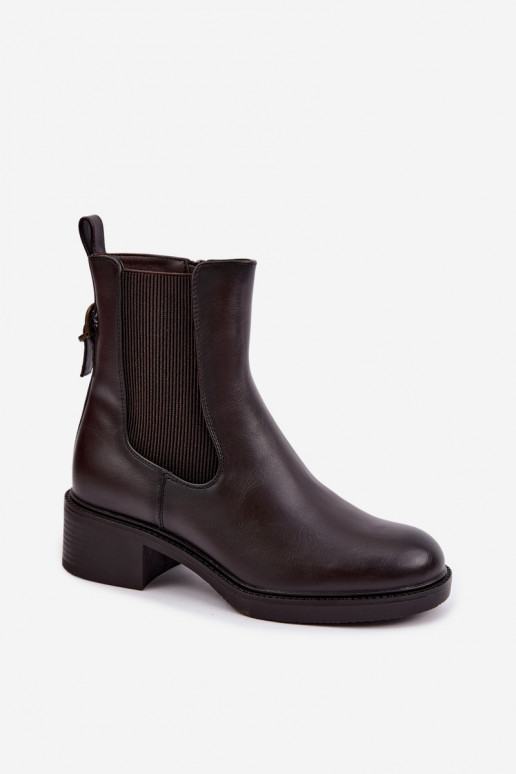 Botines para mujer acolchados con tacón bajo Sergio Leone BT-04 color chocolate