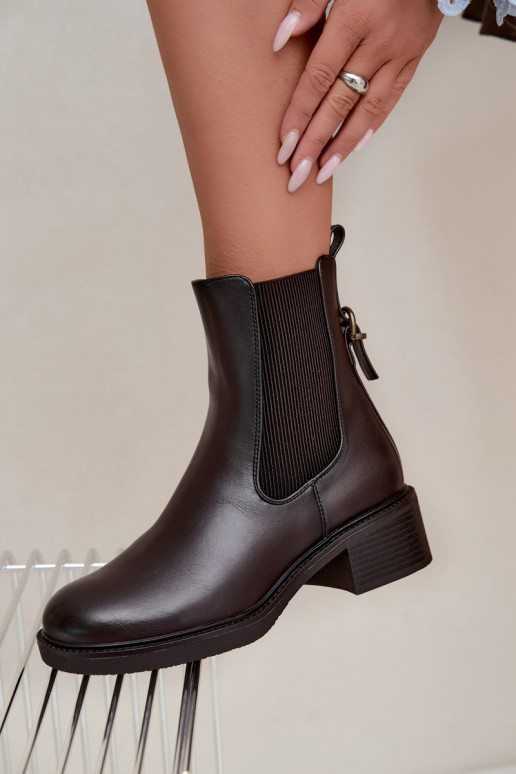 Botines para mujer acolchados con tacón bajo Sergio Leone BT-04 color chocolate