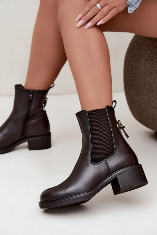 Botines para mujer acolchados con tacón bajo Sergio Leone BT-04 color chocolate