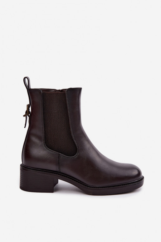 Botines para mujer acolchados con tacón bajo Sergio Leone BT-04 color chocolate
