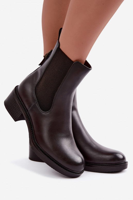 Botines para mujer acolchados con tacón bajo Sergio Leone BT-04 color chocolate