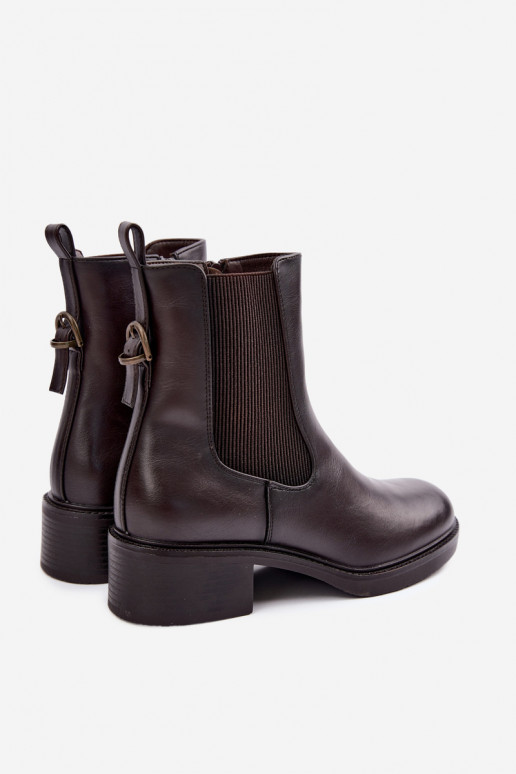 Botines para mujer acolchados con tacón bajo Sergio Leone BT-04 color chocolate