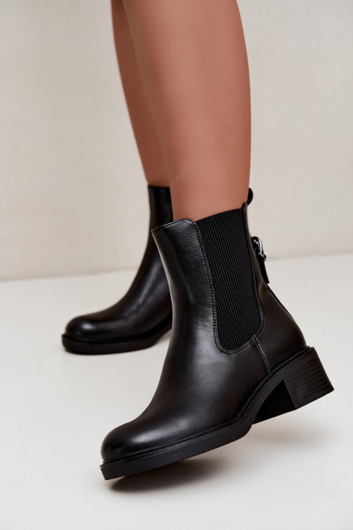 Botines negros acolchados para mujer con tacón bajo Sergio Leone BT-04
