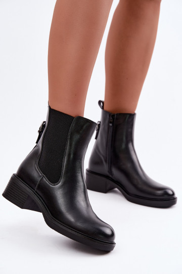 Botines negros acolchados para mujer con tacón bajo Sergio Leone BT-04 2