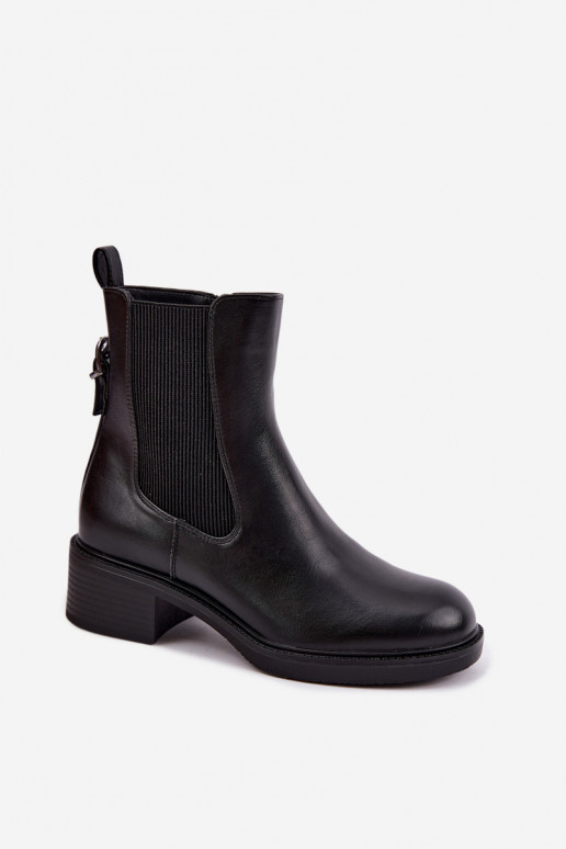 Botines negros acolchados para mujer con tacón bajo Sergio Leone BT-04