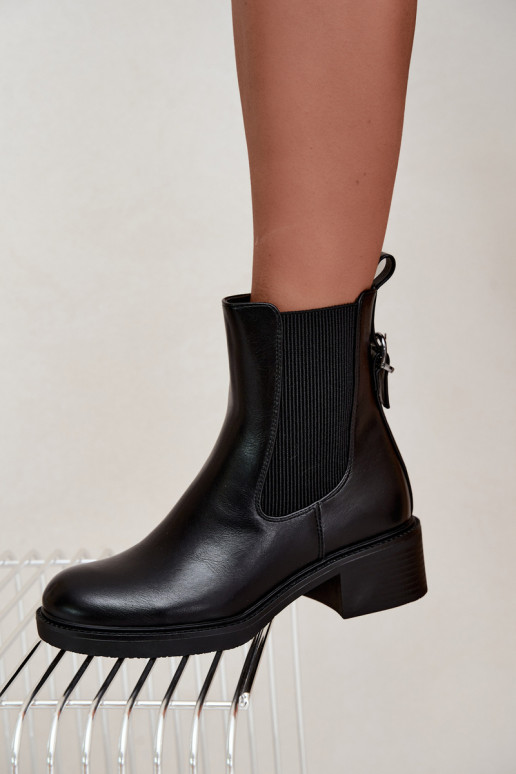 Botines negros acolchados para mujer con tacón bajo Sergio Leone BT-04