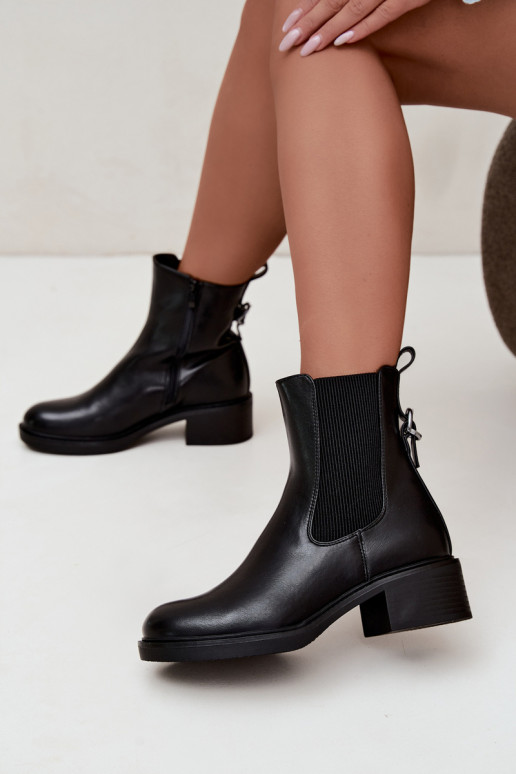 Botines negros acolchados para mujer con tacón bajo Sergio Leone BT-04