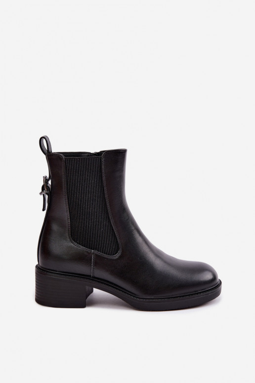Botines negros acolchados para mujer con tacón bajo Sergio Leone BT-04