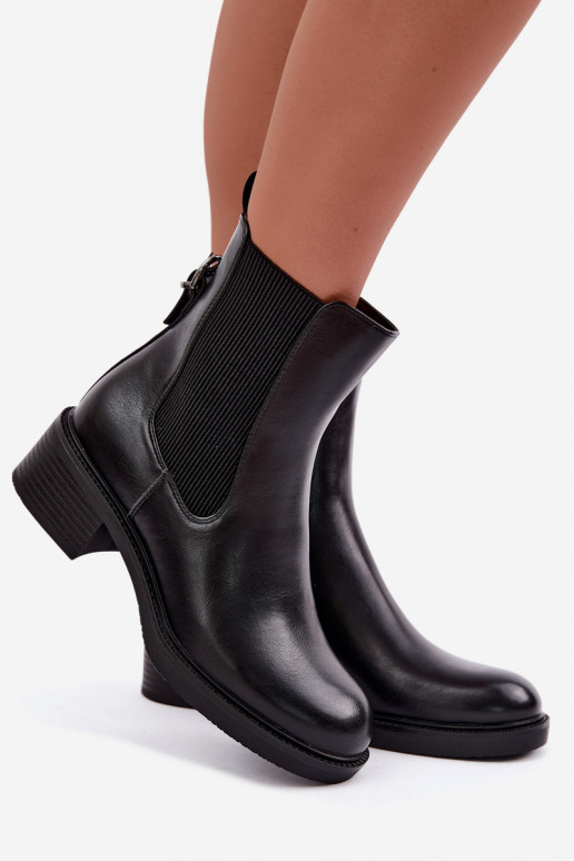 Botines negros acolchados para mujer con tacón bajo Sergio Leone BT-04