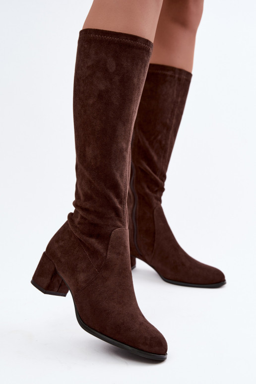 Botas altas clásicas de ante sintético Sergio Leone KZ205 color chocolate