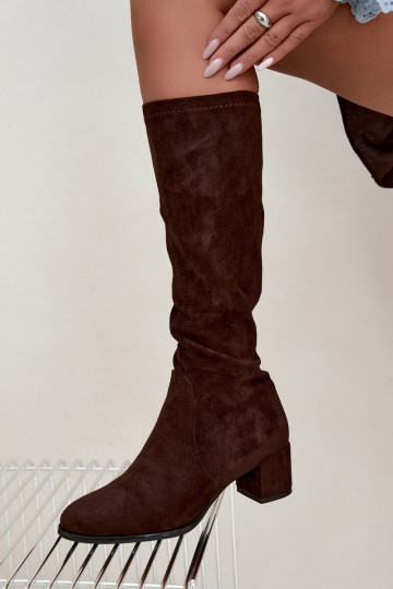 Botas altas clásicas de ante sintético Sergio Leone KZ205 color chocolate 2