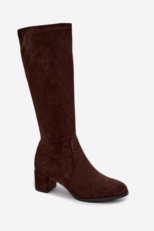 Botas altas clásicas de ante sintético Sergio Leone KZ205 color chocolate