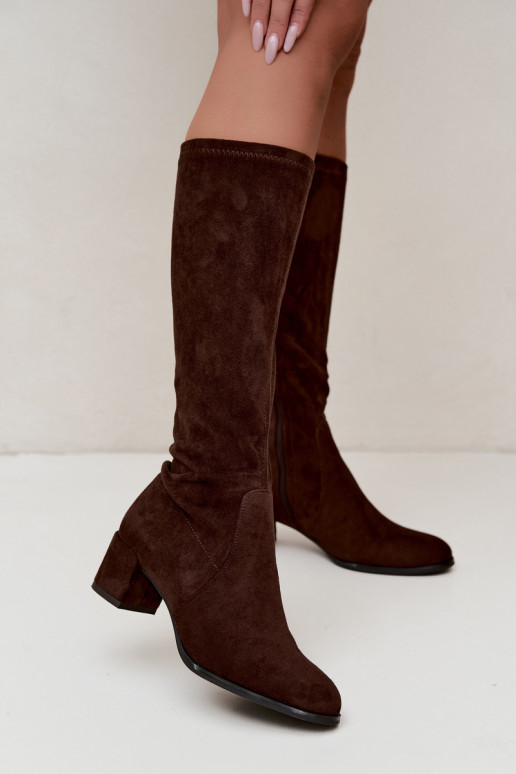 Botas altas clásicas de ante sintético Sergio Leone KZ205 color chocolate