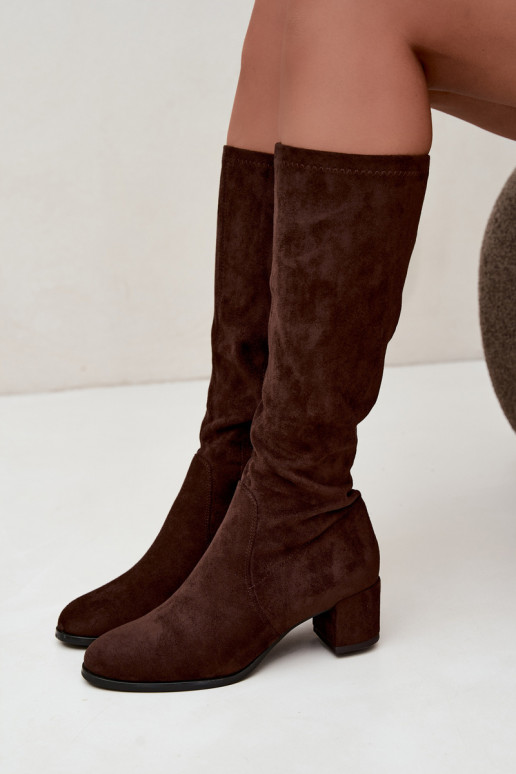 Botas altas clásicas de ante sintético Sergio Leone KZ205 color chocolate
