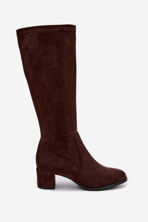 Botas altas clásicas de ante sintético Sergio Leone KZ205 color chocolate