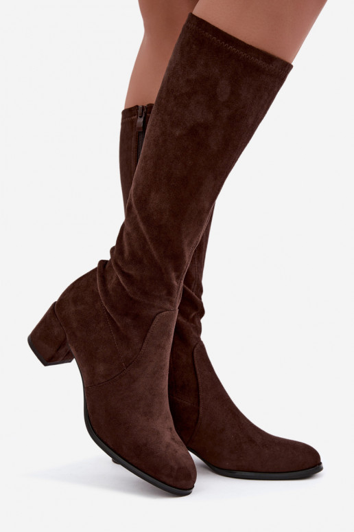 Botas altas clásicas de ante sintético Sergio Leone KZ205 color chocolate