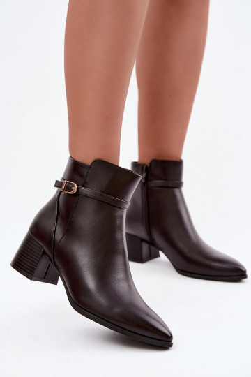 Botines para mujer acolchados con tacones y hebillas Sergio Leone BT-33 color chocolate 2