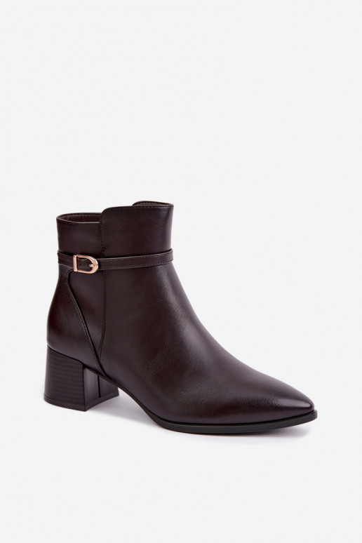 Botines para mujer acolchados con tacones y hebillas Sergio Leone BT-33 color chocolate