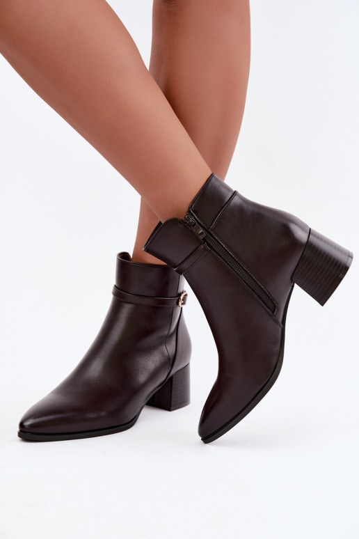 Botines para mujer acolchados con tacones y hebillas Sergio Leone BT-33 color chocolate