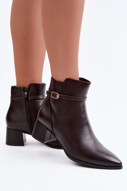 Botines para mujer acolchados con tacones y hebillas Sergio Leone BT-33 color chocolate