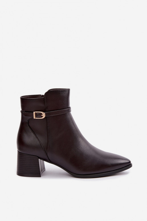 Botines para mujer acolchados con tacones y hebillas Sergio Leone BT-33 color chocolate