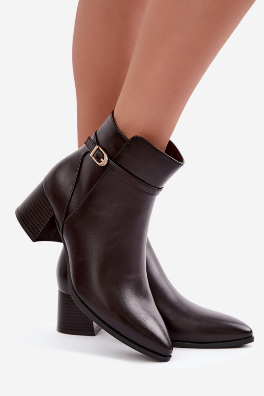 Botines para mujer acolchados con tacones y hebillas Sergio Leone BT-33 color chocolate