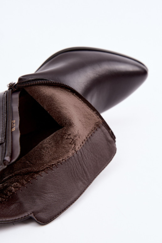Botines para mujer acolchados con tacones y hebillas Sergio Leone BT-33 color chocolate
