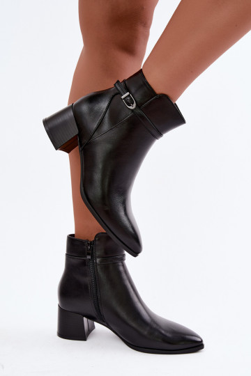 Botines negros acolchados para mujer con tacones y hebillas Sergio Leone BT-33