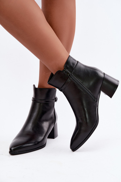 Botines negros acolchados para mujer con tacones y hebillas Sergio Leone BT-33