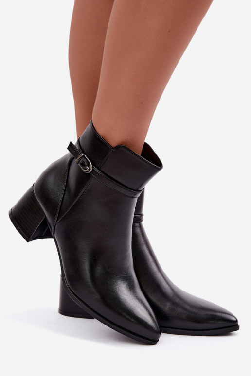 Botines negros acolchados para mujer con tacones y hebillas Sergio Leone BT-33
